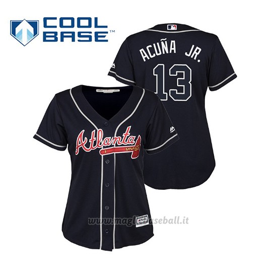Maglia Baseball Donna Atlanta Braves Ronald Acuna Jr. Cool Base Majestic Alternato 2019 Blu